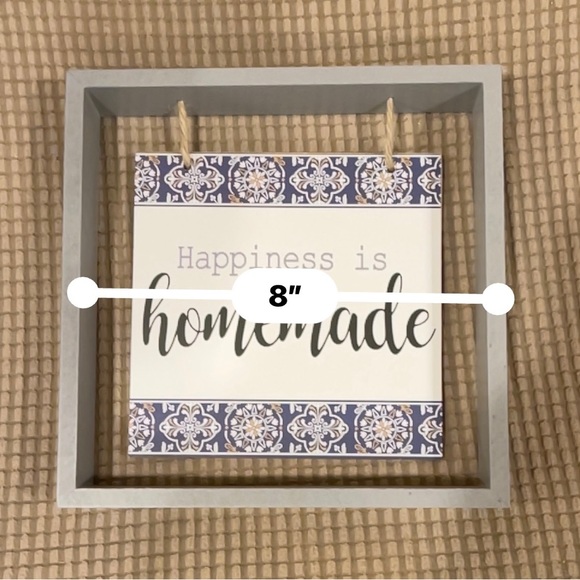 Grey Happiness is Homemade hanging sign 8” x 8” - Picture 3 of 4